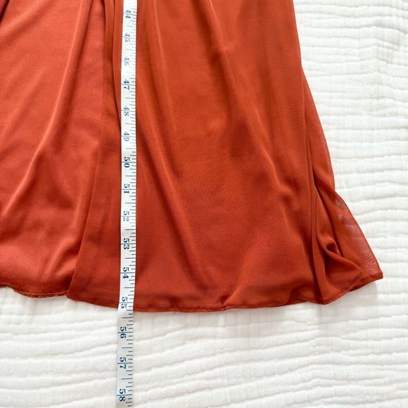 David's Bridal floor length burnt orange lace overlay dress with side slit sz 8 - Picture 8 of 14